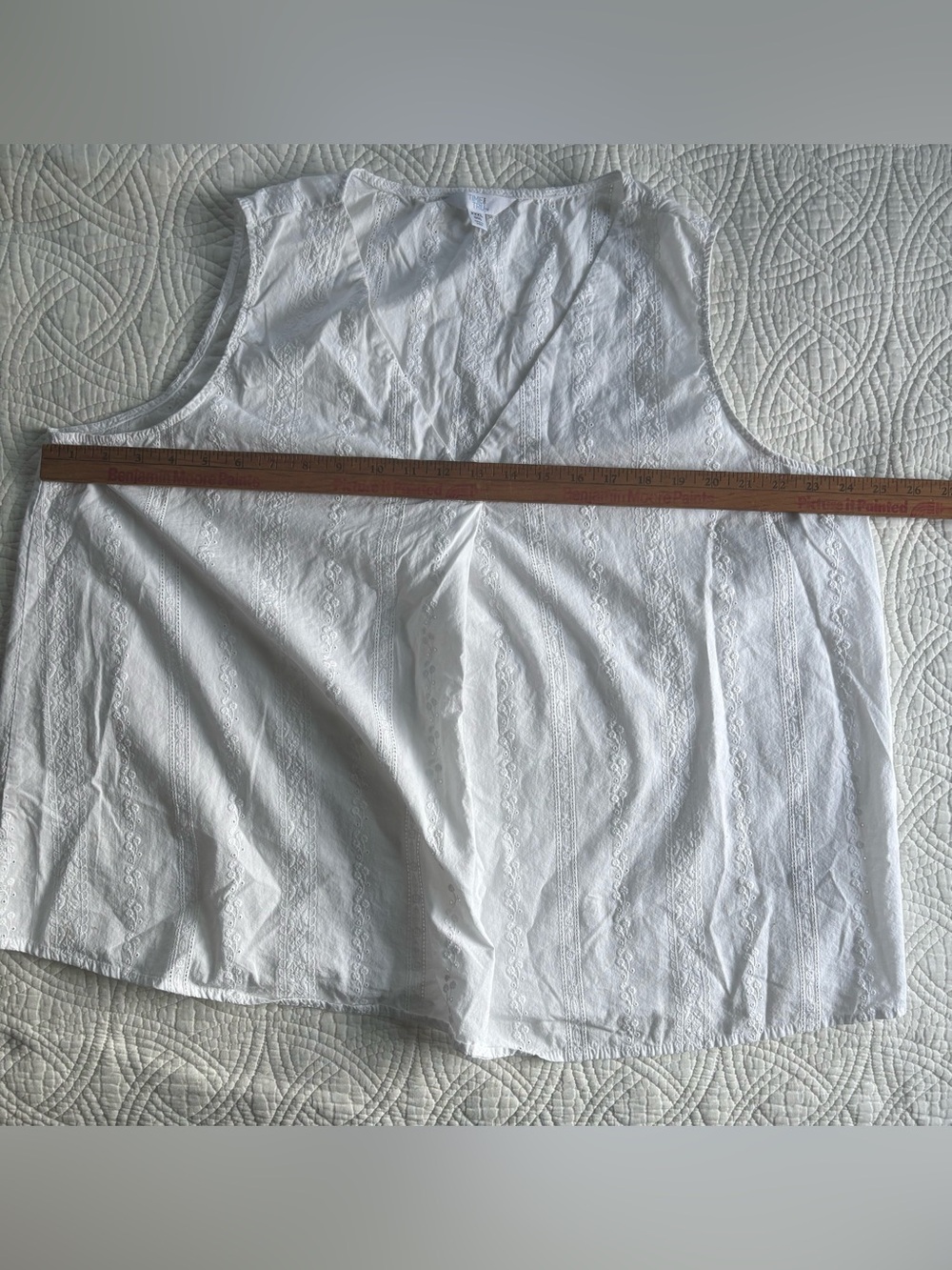 Eyelet Cotton Blouse Size 22 White - Picture 4 of 7
